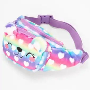 Claire's Sac banane ours en peluche motif à pois en forme de cœur offre