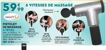 Shopix Pistolet de massage 4 têtes offre