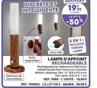 Shopix Lampe d'appoint rechargeable offre