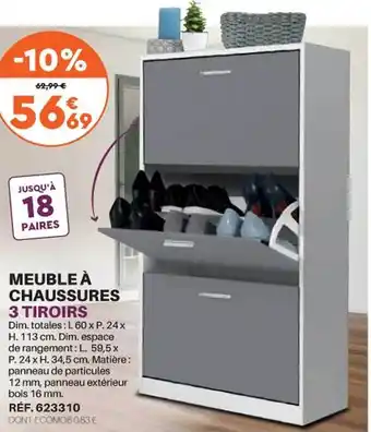 Shopix Meuble à chaussures 3 tiroirs offre