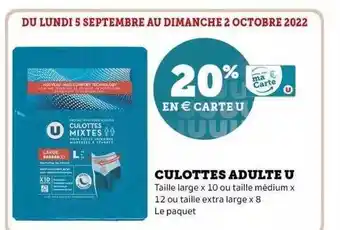 Super U Culottes adulte u offre