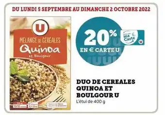 Super U Duo de céréales quinoa et boulgour u offre