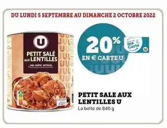 Super U Petit salé aux lentilles u offre