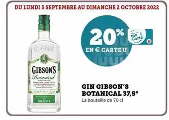 Super U Gin gibson's botanical 37,5° offre