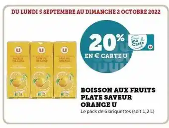 Super U Boisson aux fruits plate saveur orange u offre