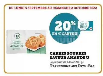 Super U Carrés fourrés saveur amande u offre