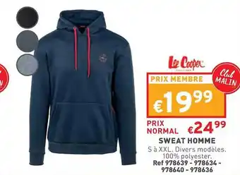 Trafic Sweat homme lee cooper offre