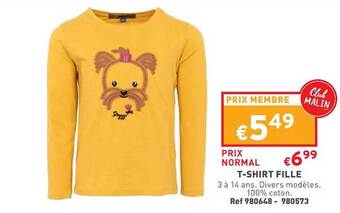 Trafic T-shirt fille offre