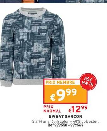 Trafic Sweat garçon offre