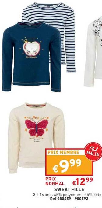 Trafic Sweat fille offre