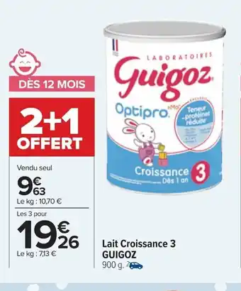 Carrefour Guigoz Lait Croissance 3 offre