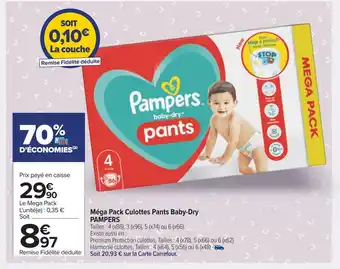 Carrefour Pampers Méga Pack Culottes Pants Baby-Dry offre