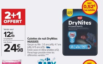 Carrefour Huggies Culottes de Nuit Drynites offre