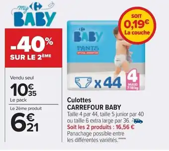 Carrefour Culottes Carrefour Baby offre
