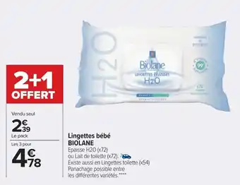 Carrefour Biolane Lingettes Bébé offre