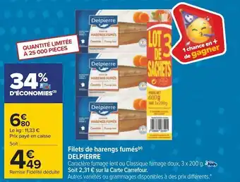Carrefour Delpierre filets de harengs fumés offre