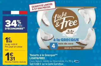 Carrefour Light&free yaourts à la grecque offre