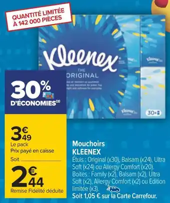 Carrefour Kleenex mouchoirs offre