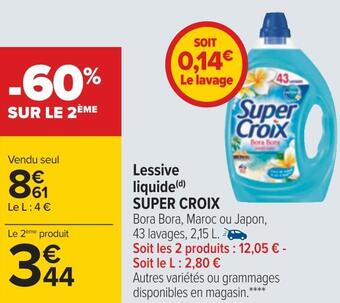 Carrefour Super croix lessive liquide offre