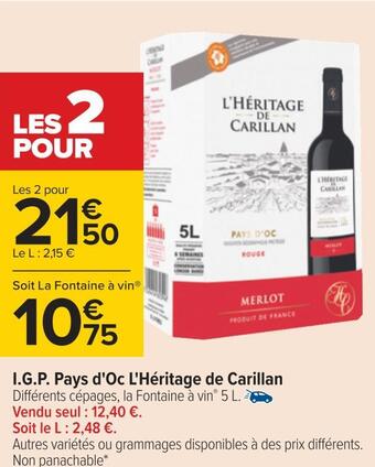 Carrefour L'héritage de carillan i.g.p. pays d'oc offre