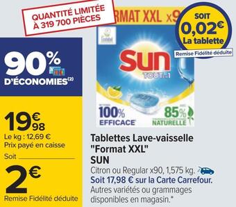 Carrefour Sun tablettes lave-vaisselle "format xxl" offre