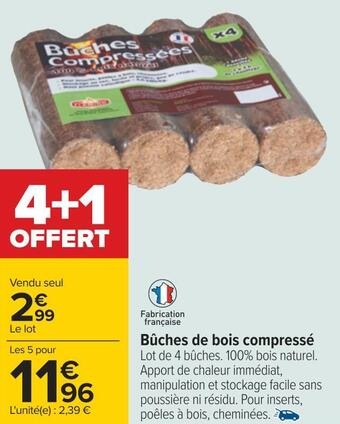 Carrefour Bûches de bois compressé offre