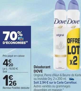 Carrefour Dove déodorant offre
