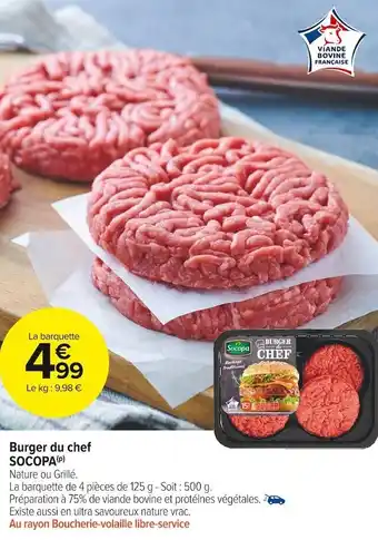 Carrefour Market Socopa burger du chef offre