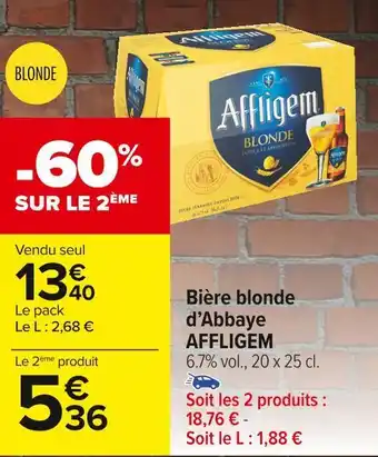 Carrefour Market Affligem bière blonde d’abbaye offre