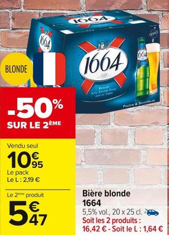 Carrefour Market 1664 bière blonde offre