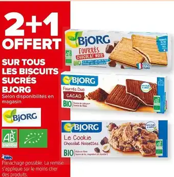 Carrefour Market Bjorg bon plan sur tous les biscuits sucrés bjorg offre