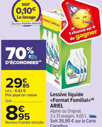 Carrefour Market Ariel lessive liquide format familial offre