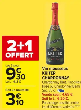 Carrefour Market Kriter chardonnay vin mousseux offre