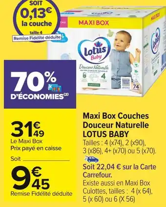 Carrefour Market Lotus baby maxi box couches douceur naturelle offre