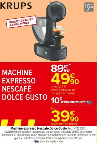 Carrefour Market Krups machine expresso nescafé dolce gusto offre