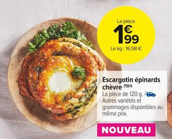 Carrefour Market Escargotin épinards chèvre offre
