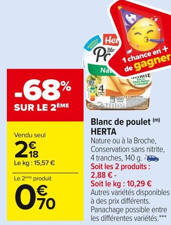 Carrefour Market Herta blanc de poulet offre