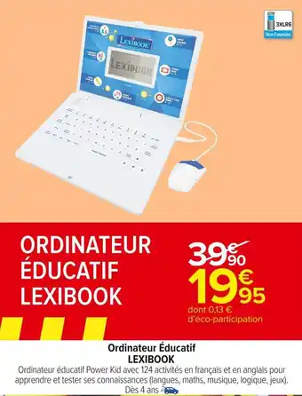 Carrefour Market Lexibook ordinateur éducatif offre