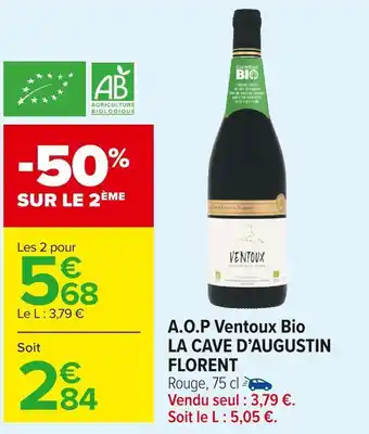 Carrefour Market La cave d’augustin florent a.o.p ventoux bio offre
