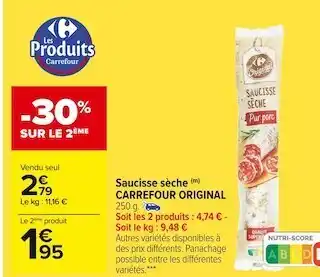 Carrefour Market Carrefour original saucisse sèche offre