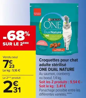 Carrefour Market Purina croquettes pour chat adulte stérilisé one dual nature offre
