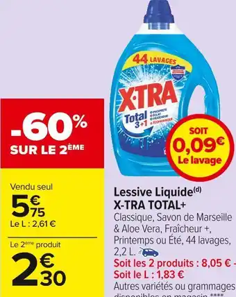 Carrefour Market X-tra lessive liquide total+ offre