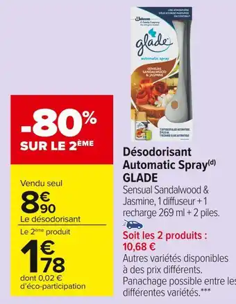 Carrefour Market Glade désodorisant automatic spray offre