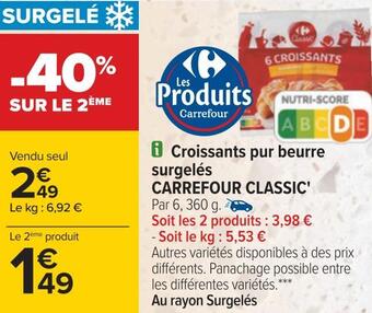 Carrefour Carrefour classic' croissants pur beurre surgelés offre