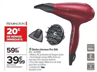 Carrefour Remington sèche cheveux pro silk offre