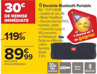 Carrefour Jbl enceinte bluetooth portable offre