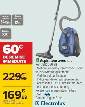 Carrefour Electrolux aspirateur avec sac offre