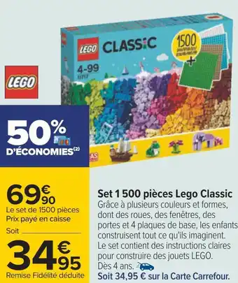 Carrefour Lego set 1 500 pièces lego classic offre