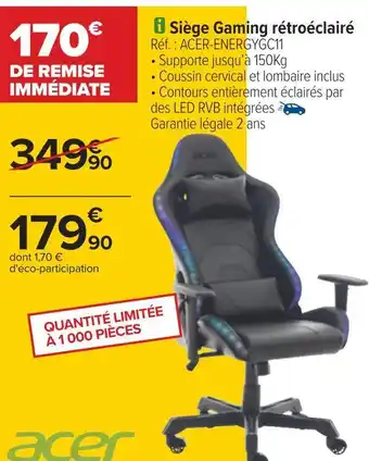 Acer siège gaming rétroéclairé