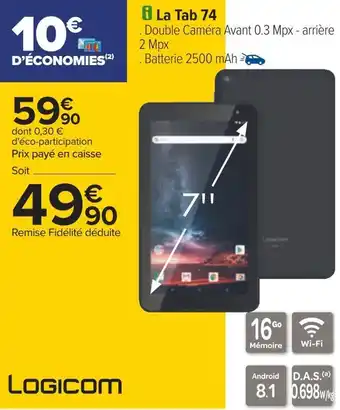 Carrefour Logicom la tab 74 offre